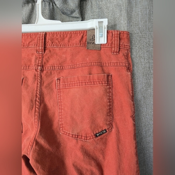 PrAna Orange Organic Cotton JEANS 32x30" Denim Straight Leg Pants HIKING Walking - Picture 3 of 9